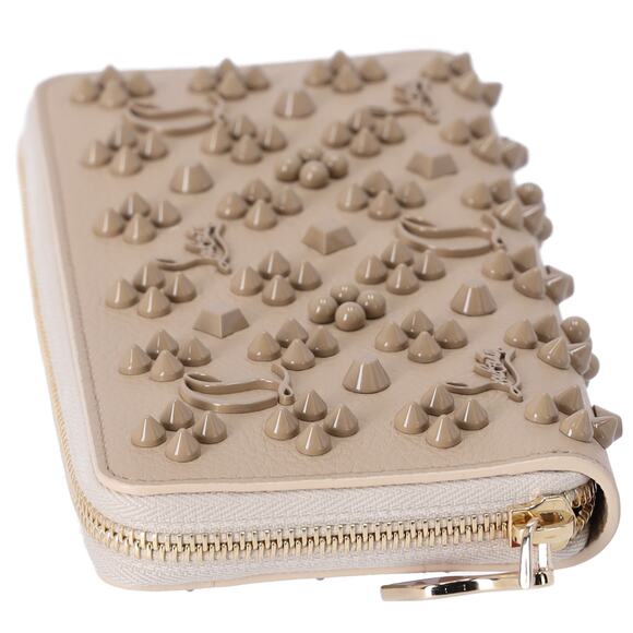Christian Louboutin Panettone Studded Zip Around Wallet Beige 3175224 Leather - Picture 3 of 5